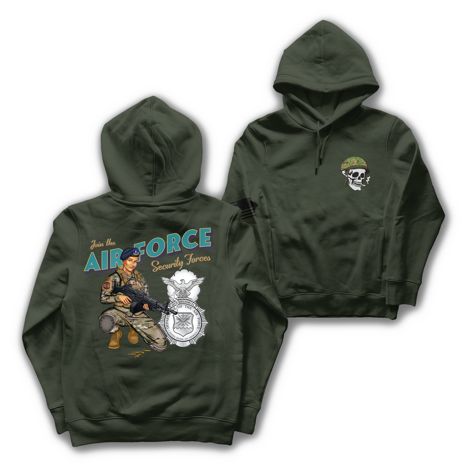 Join the Air Force Security Forces Pin-Up Girl Katie Hoodie Tactically Acquired Military Green S