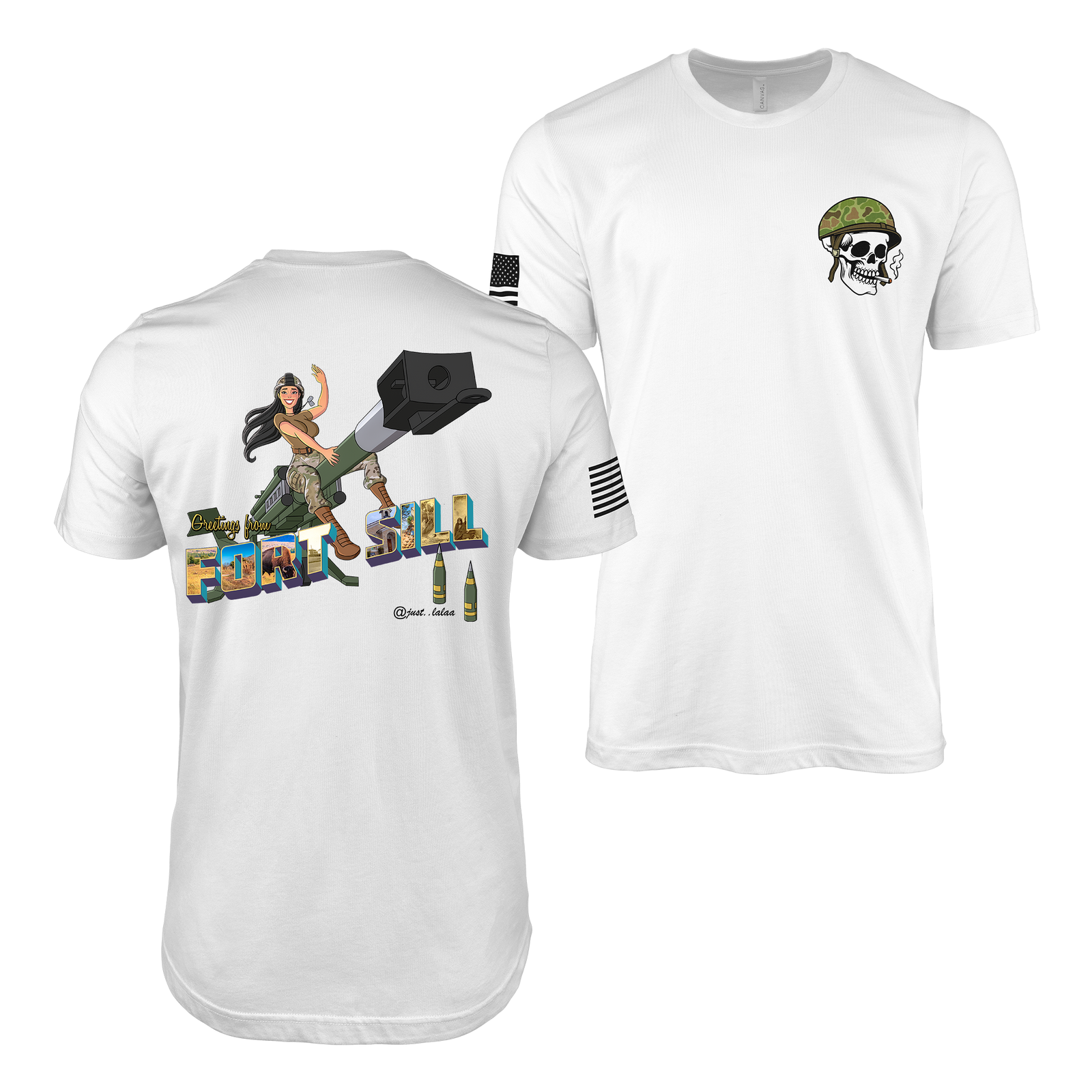 Greetings From Fort Sill Pin-Up Girl T-Shirt Tactically Acquired White S
