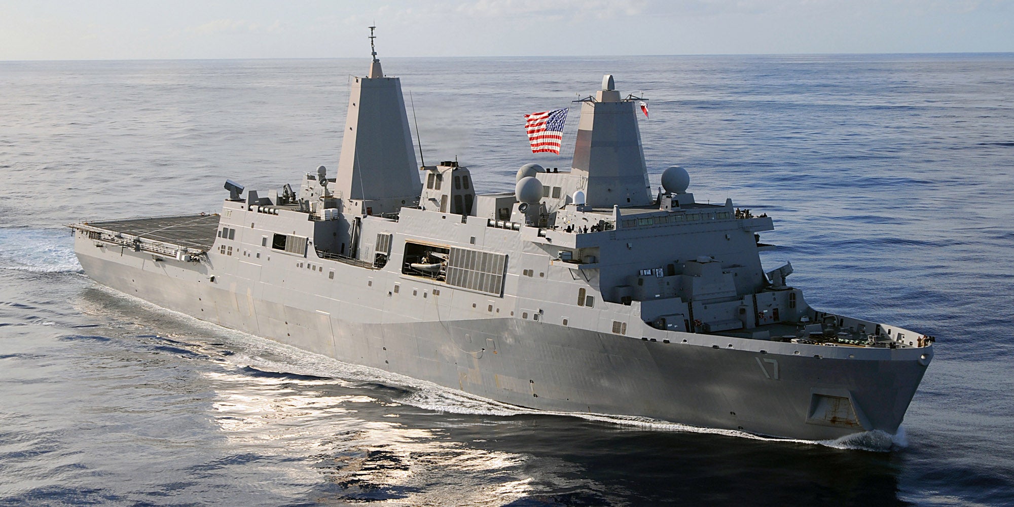 USS San Antonio underway in the Atlantic Ocean in 2008