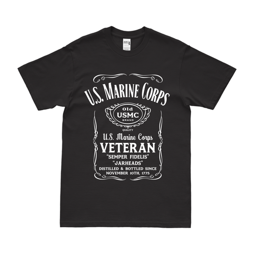 U.S. Marine Corps (USMC) Veteran Whiskey Label T-Shirt Tactically Acquired Small Black 