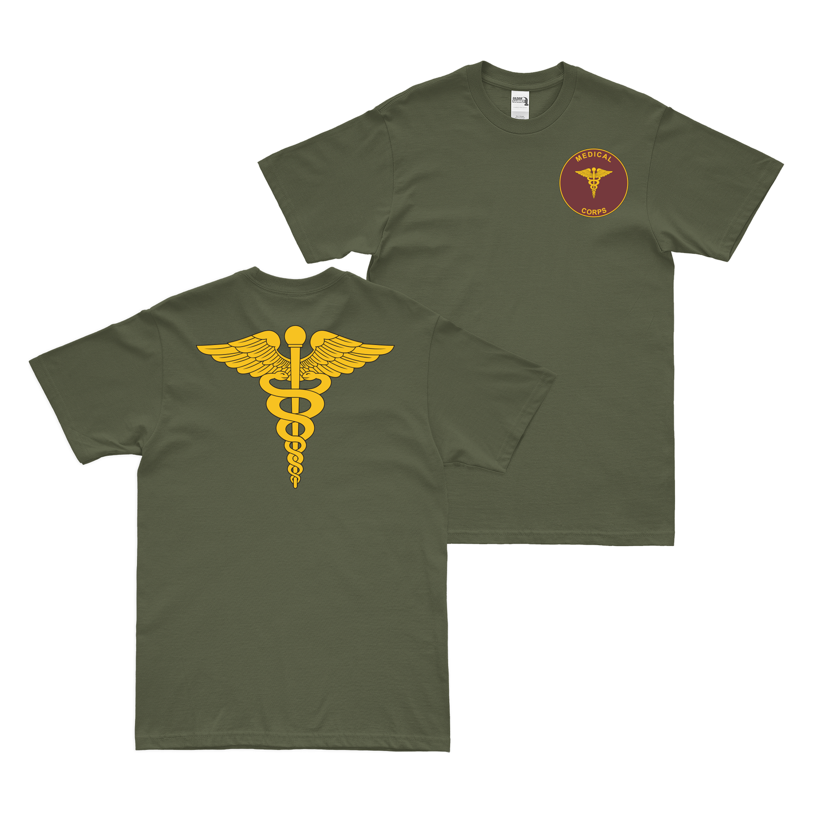 Double-Sided U.S. Army Medical Corps Emblem T-Shirt Tactically Acquired Military Green Small 