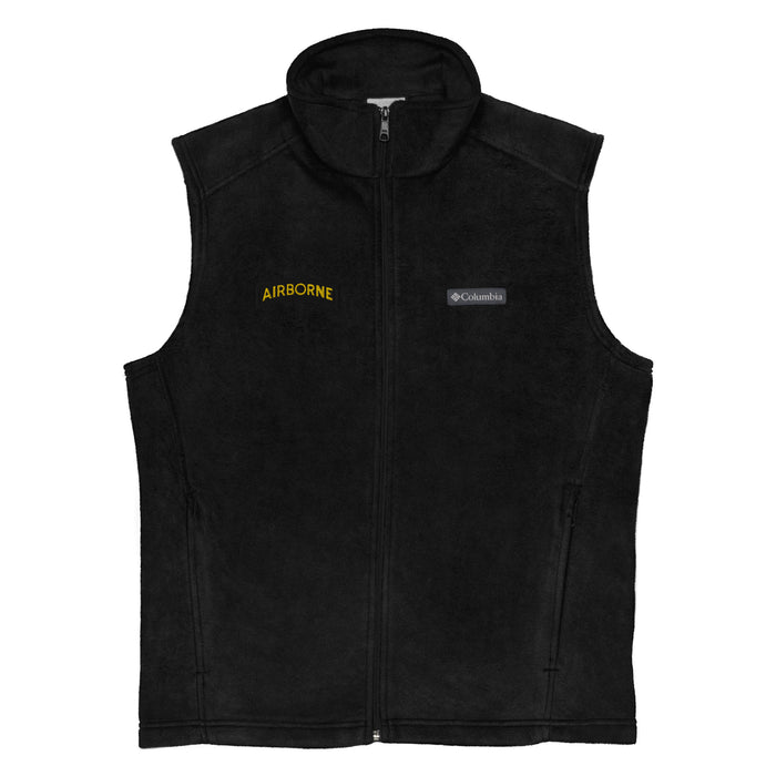 U.S. Army Airborne Tab Embroidered Men’s Columbia® Fleece Vest Tactically Acquired Black S 