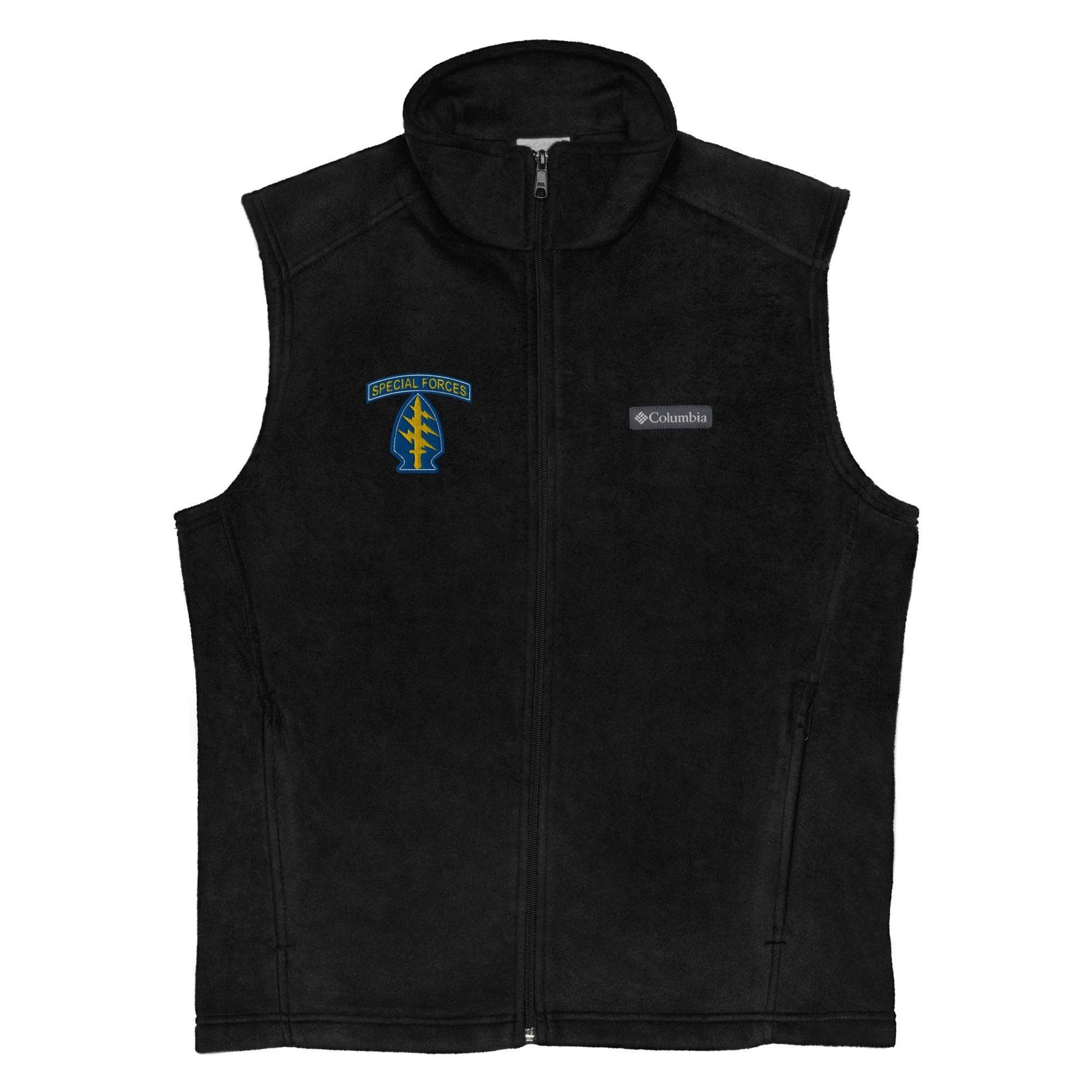 U.S. Army Special Forces Embroidered Men’s Columbia® Fleece Vest Tactically Acquired Black S 