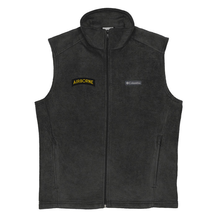 U.S. Army Airborne Tab Embroidered Men’s Columbia® Fleece Vest Tactically Acquired Charcoal Heather S 