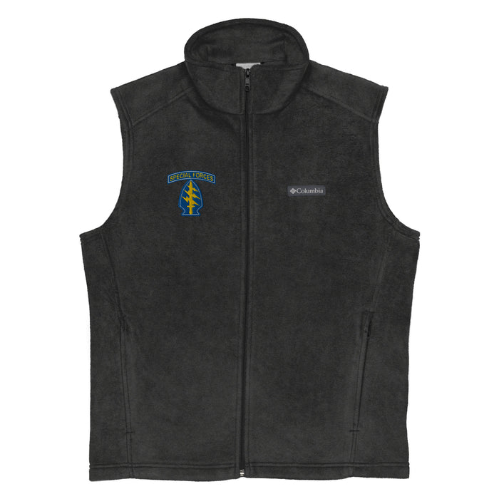 U.S. Army Special Forces Embroidered Men’s Columbia® Fleece Vest Tactically Acquired Charcoal Heather S 
