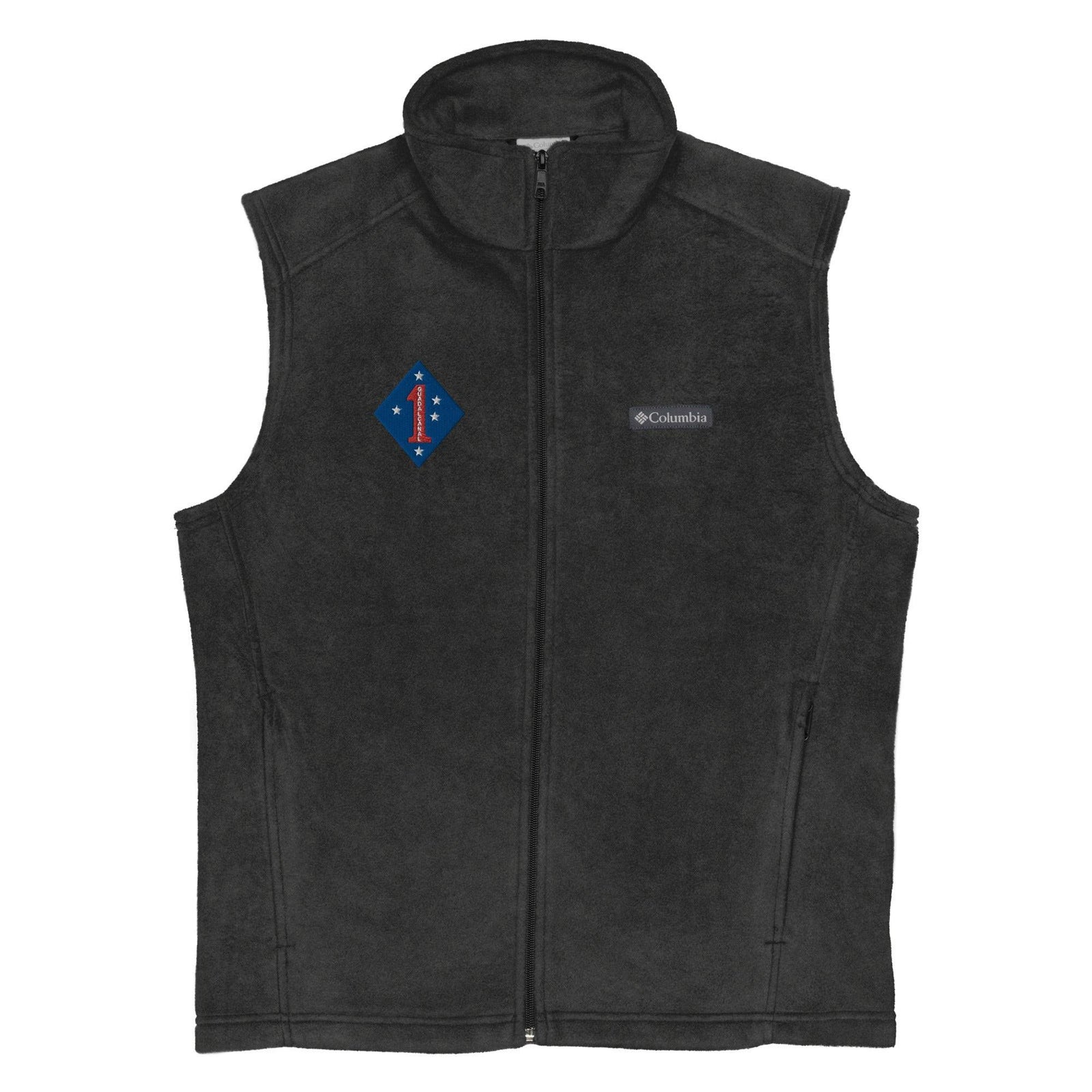 1st Marine Division Embroidered Men’s Columbia® Fleece Vest Tactically Acquired Charcoal Heather S 