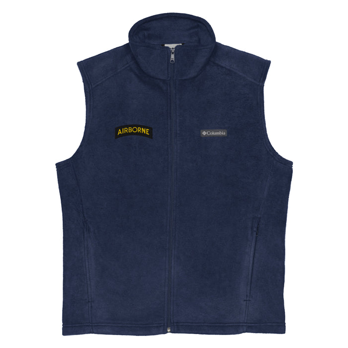 U.S. Army Airborne Tab Embroidered Men’s Columbia® Fleece Vest Tactically Acquired Collegiate Navy S 