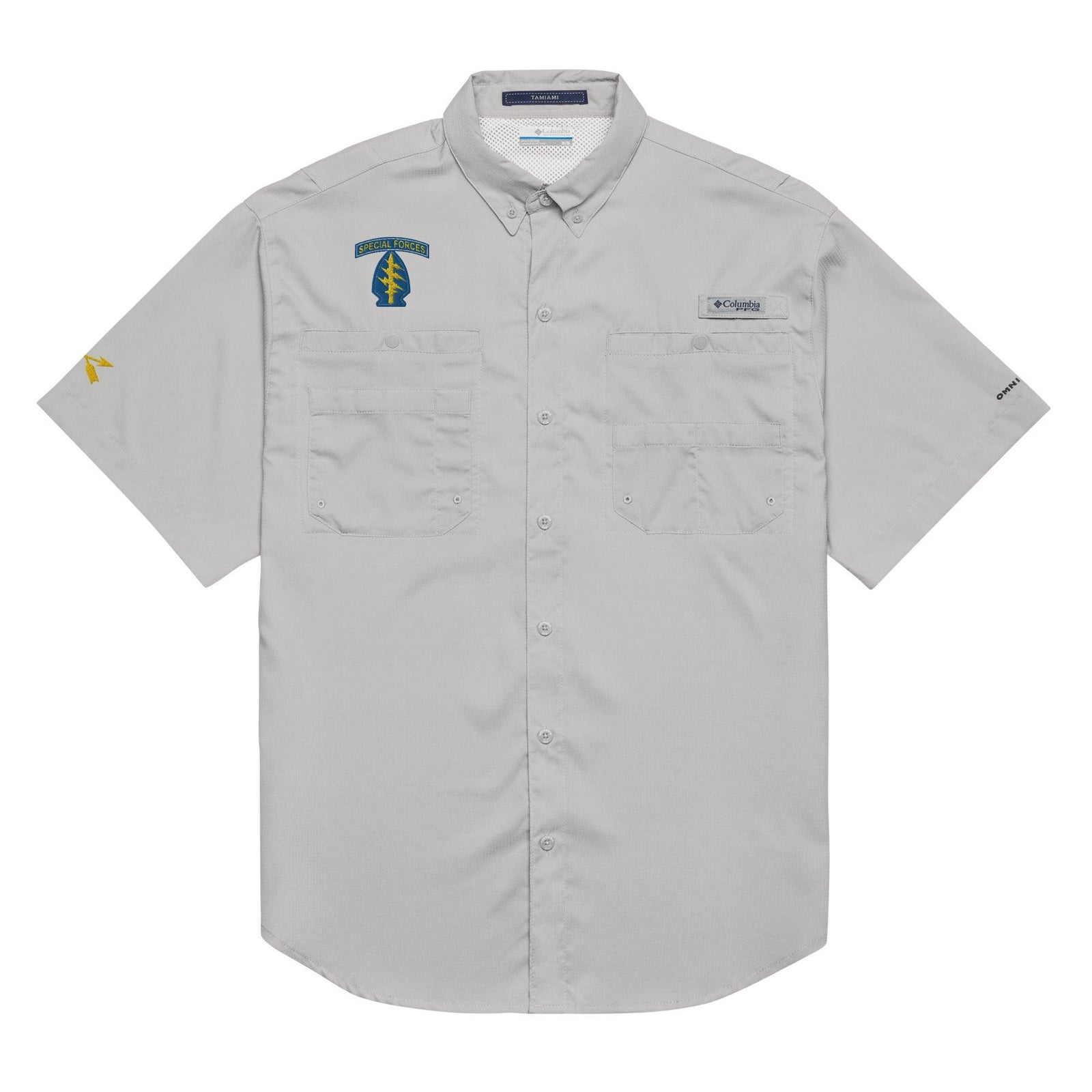 U.S. Army Special Forces Men’s Columbia Short Sleeve Button Shirt Tactically Acquired Cool Grey S 