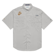 USMC EGA Embroidered Men's Columbia® Short Sleeve Shirt Tactically Acquired Cool Grey S 