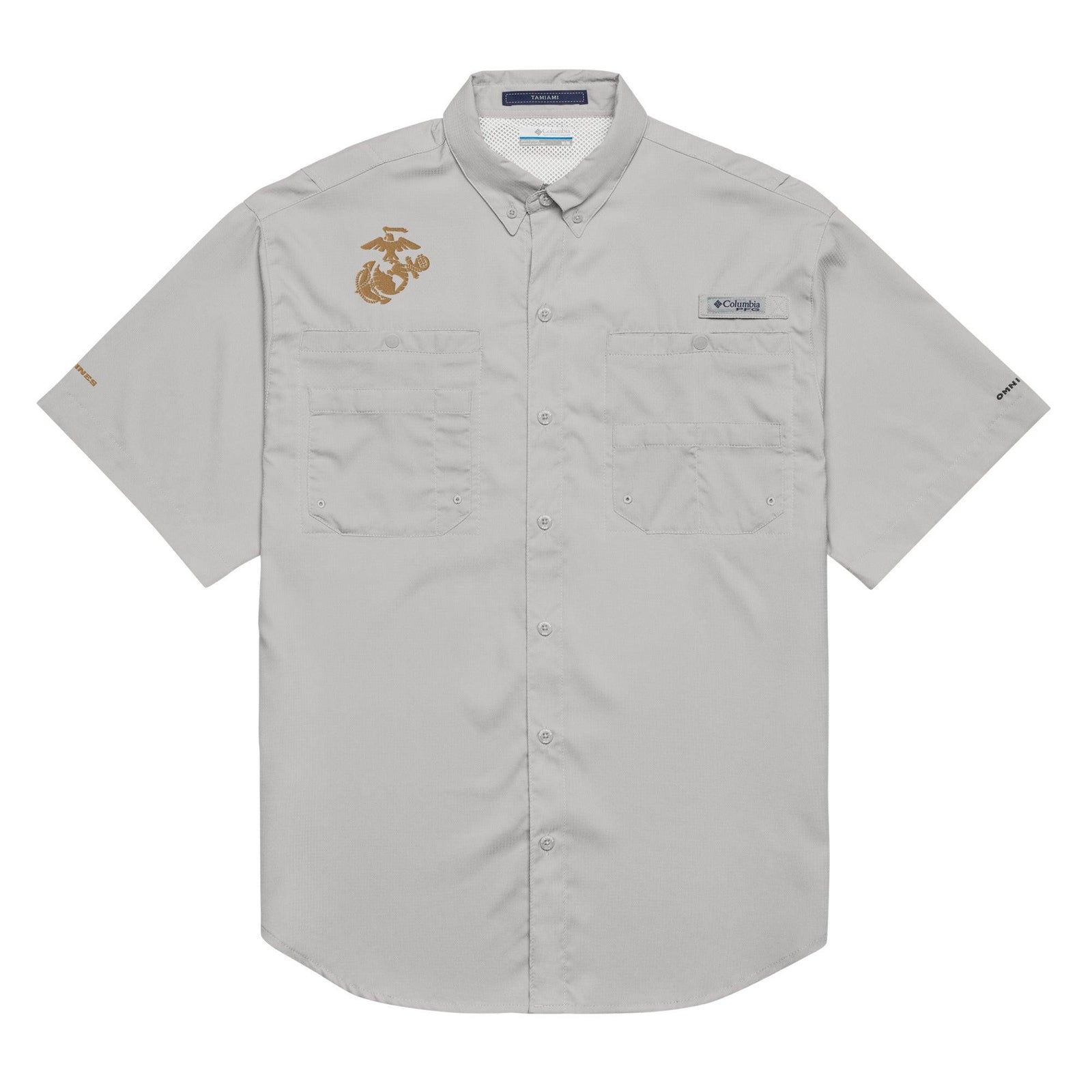 USMC EGA Embroidered Men's Columbia® Short Sleeve Shirt Tactically Acquired Cool Grey S 