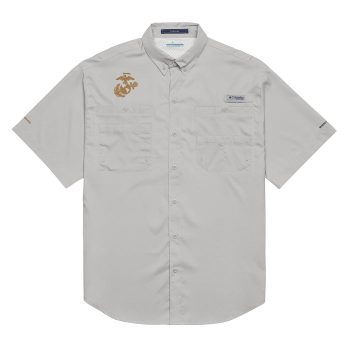 USMC EGA Embroidered Men's Columbia® Short Sleeve Shirt Tactically Acquired Cool Grey S 