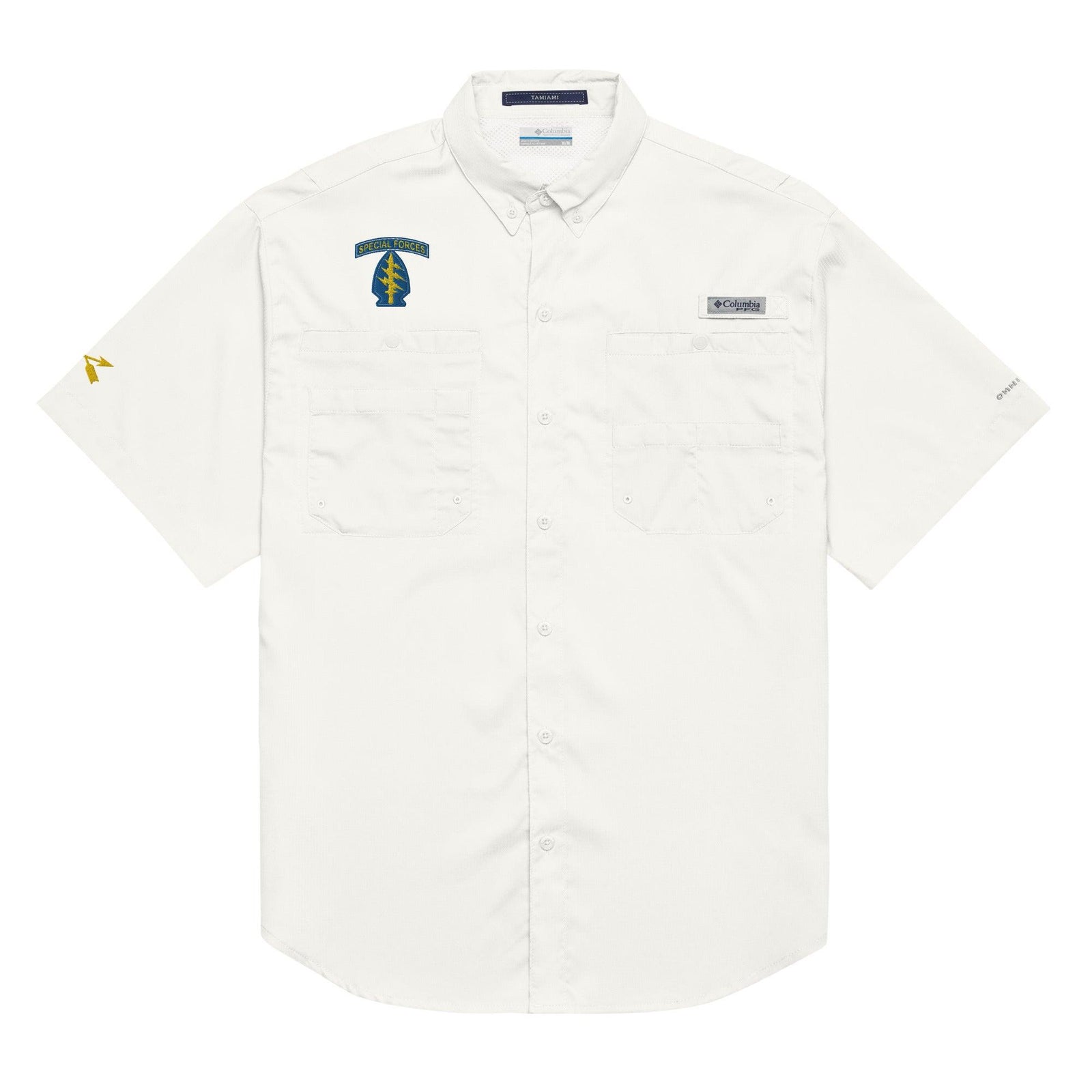 U.S. Army Special Forces Men’s Columbia Short Sleeve Button Shirt Tactically Acquired White S 