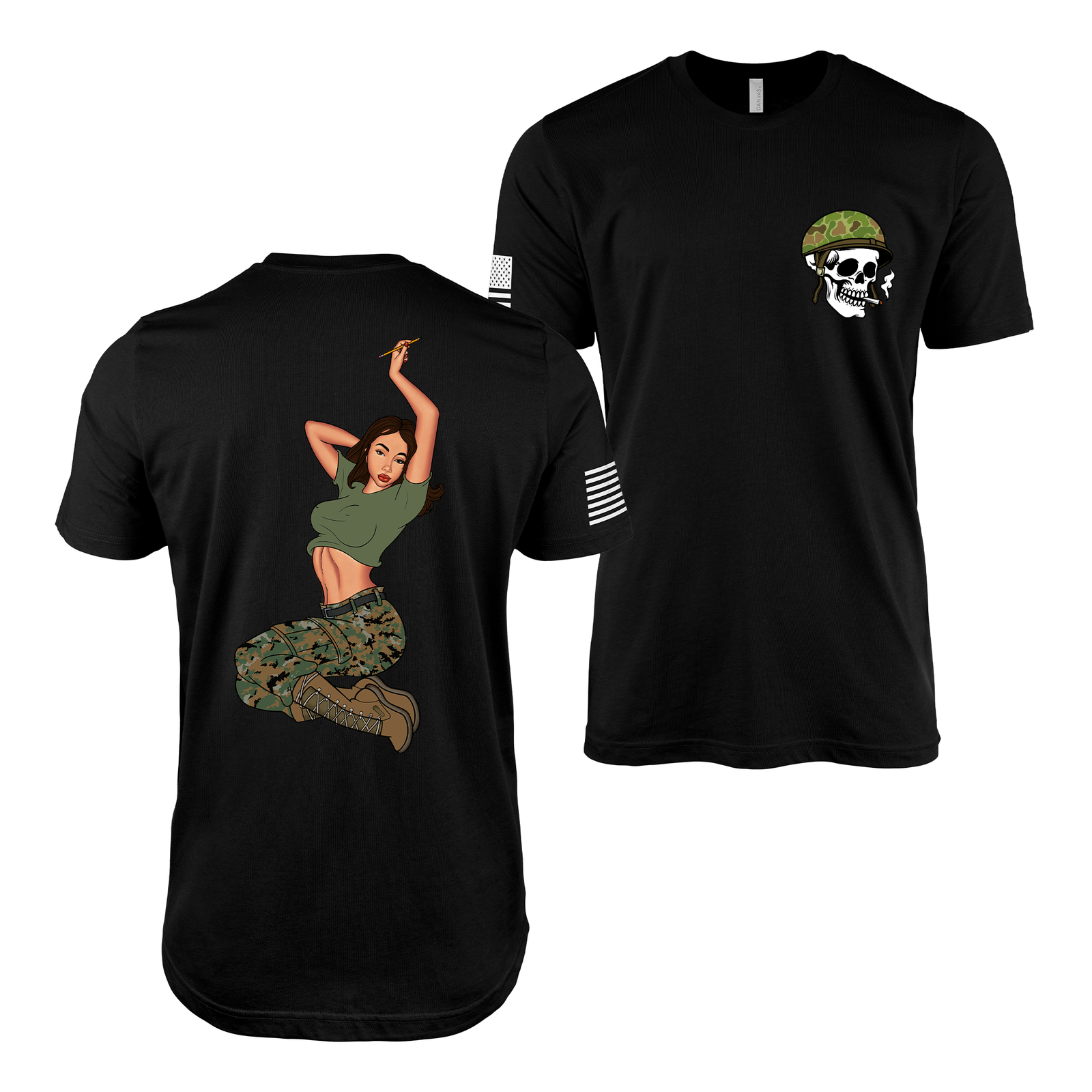 Nathalie “Lethal Attraction” USMC Pin-Up Girl T-Shirt | Modern Nose Art Military Tee