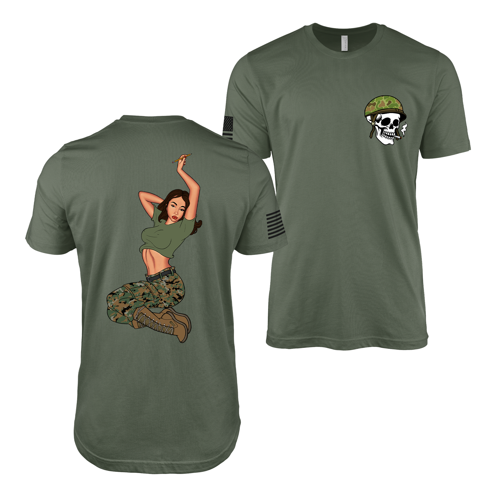 Nathalie “Lethal Attraction” USMC Pin-Up Girl T-Shirt | Modern Nose Art Military Tee