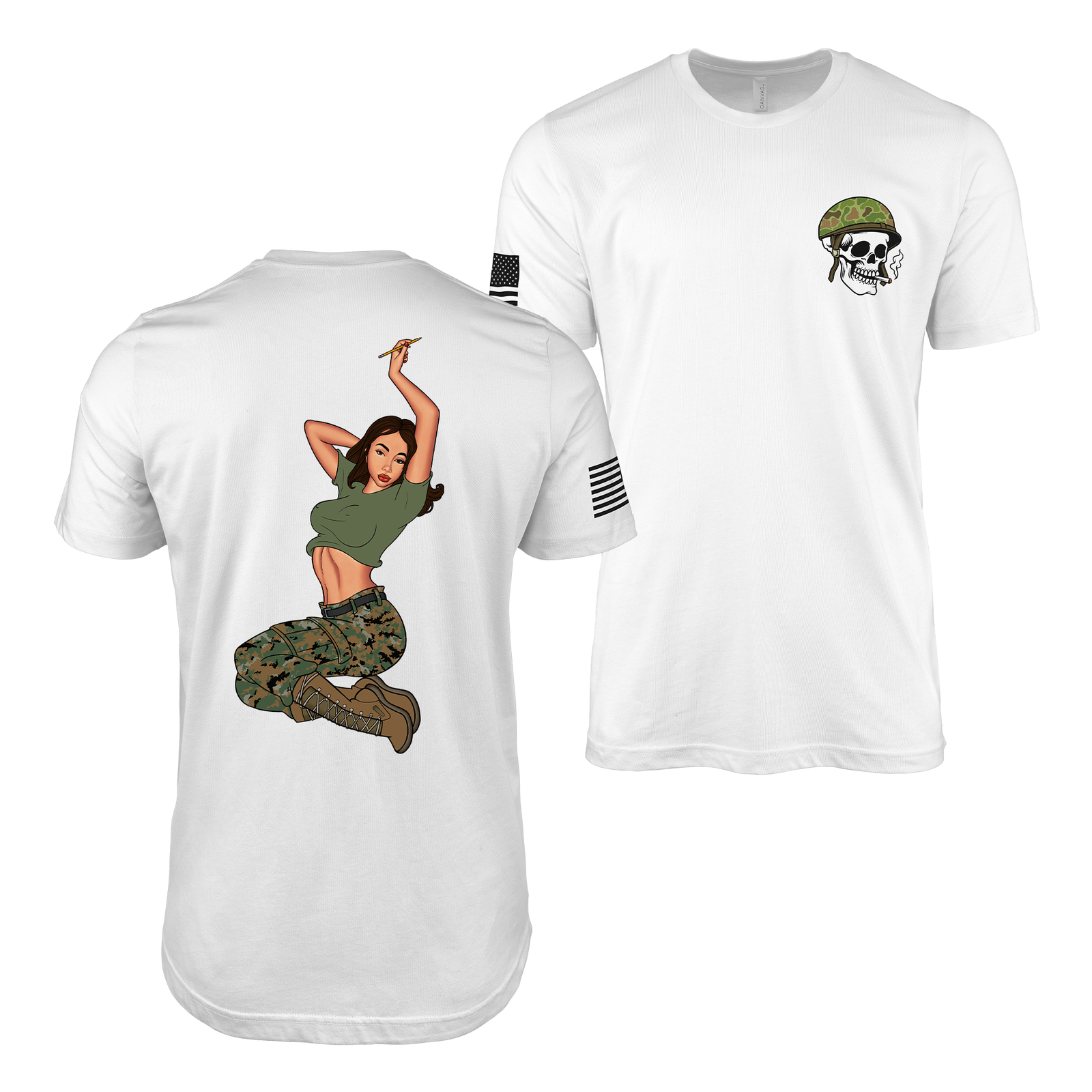 Nathalie “Lethal Attraction” USMC Pin-Up Girl T-Shirt | Modern Nose Art Military Tee