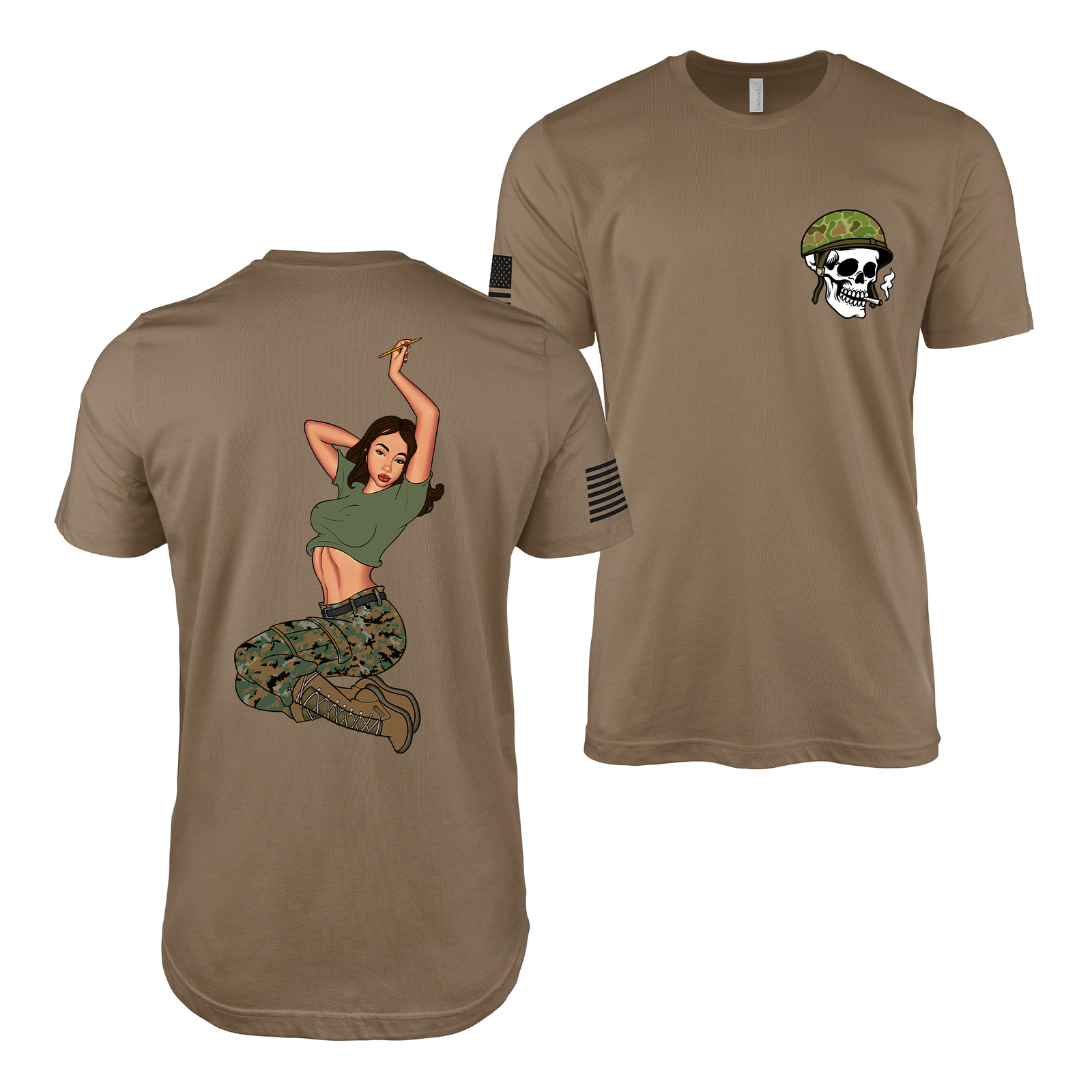 Nathalie “Lethal Attraction” USMC Pin-Up Girl T-Shirt | Modern Nose Art Military Tee