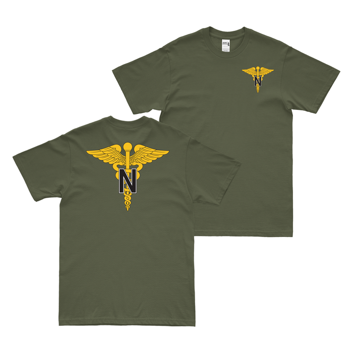 Double-Sided Army Nurse Corps Emblem T-Shirt Tactically Acquired Military Green Small 