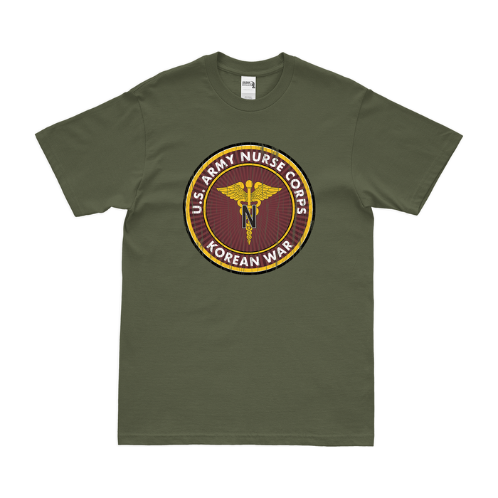 U.S. Army Nurse Corps Korean War T-Shirt Tactically Acquired Military Green Distressed Small
