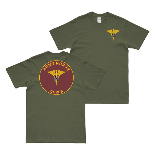 Double-Sided Army Nurse Corps Branch T-Shirt Tactically Acquired Military Green Small 