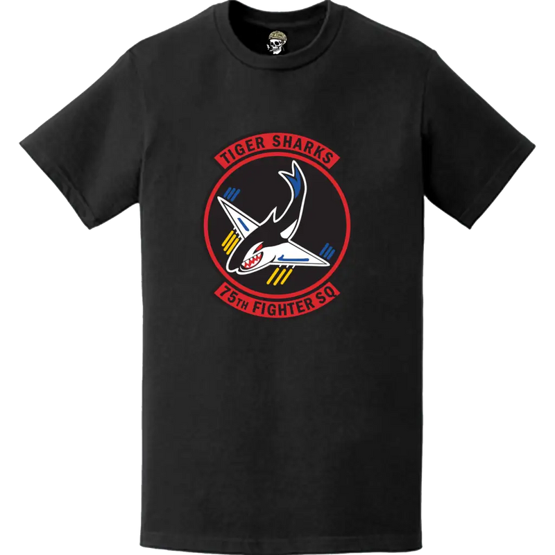 Official 75th Fighter Squadron (75th FS) 'Tiger Sharks' Logo Emblem T-Shirt