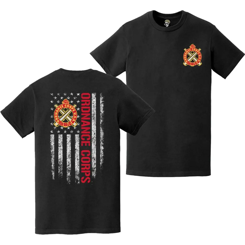 Ordance Corps Double-Sided Motto American Flag T-Shirt Tactically Acquired   