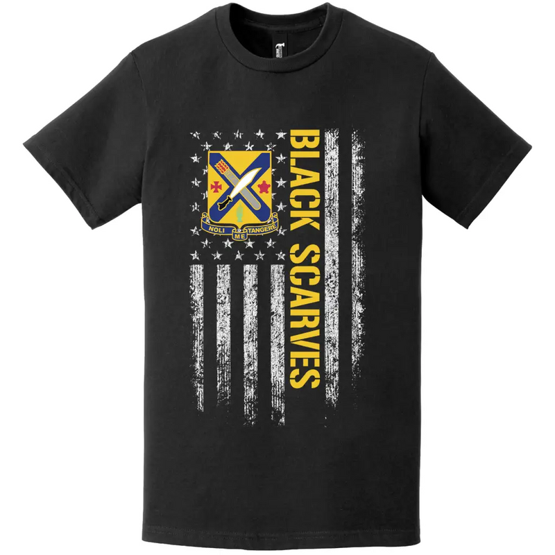 Patriotic 1-2 Infantry Regiment "Black Scarves" American Flag T-Shirt