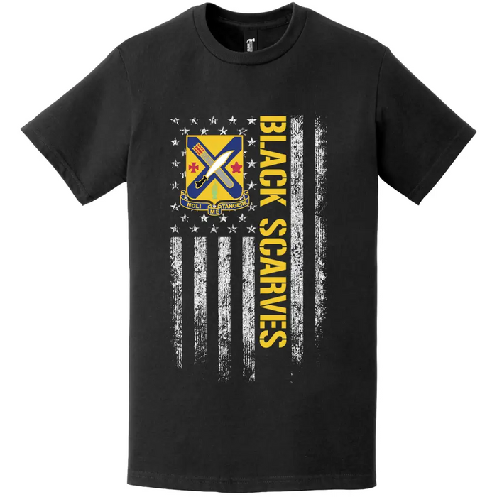 Patriotic 1-2 Infantry Regiment "Black Scarves" American Flag T-Shirt Tactically Acquired   