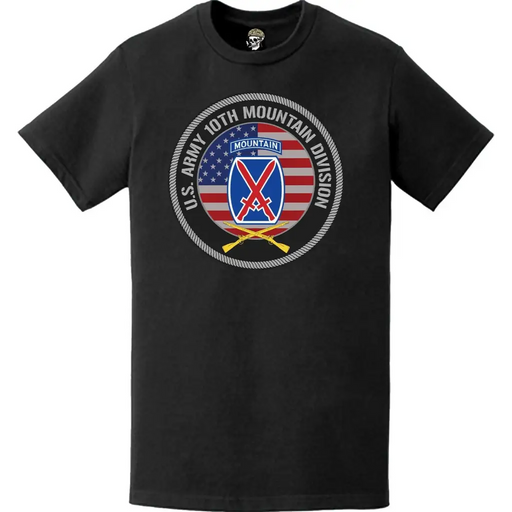 Patriotic 10th Mountain Division American Flag Crest T-Shirt Tactically Acquired   