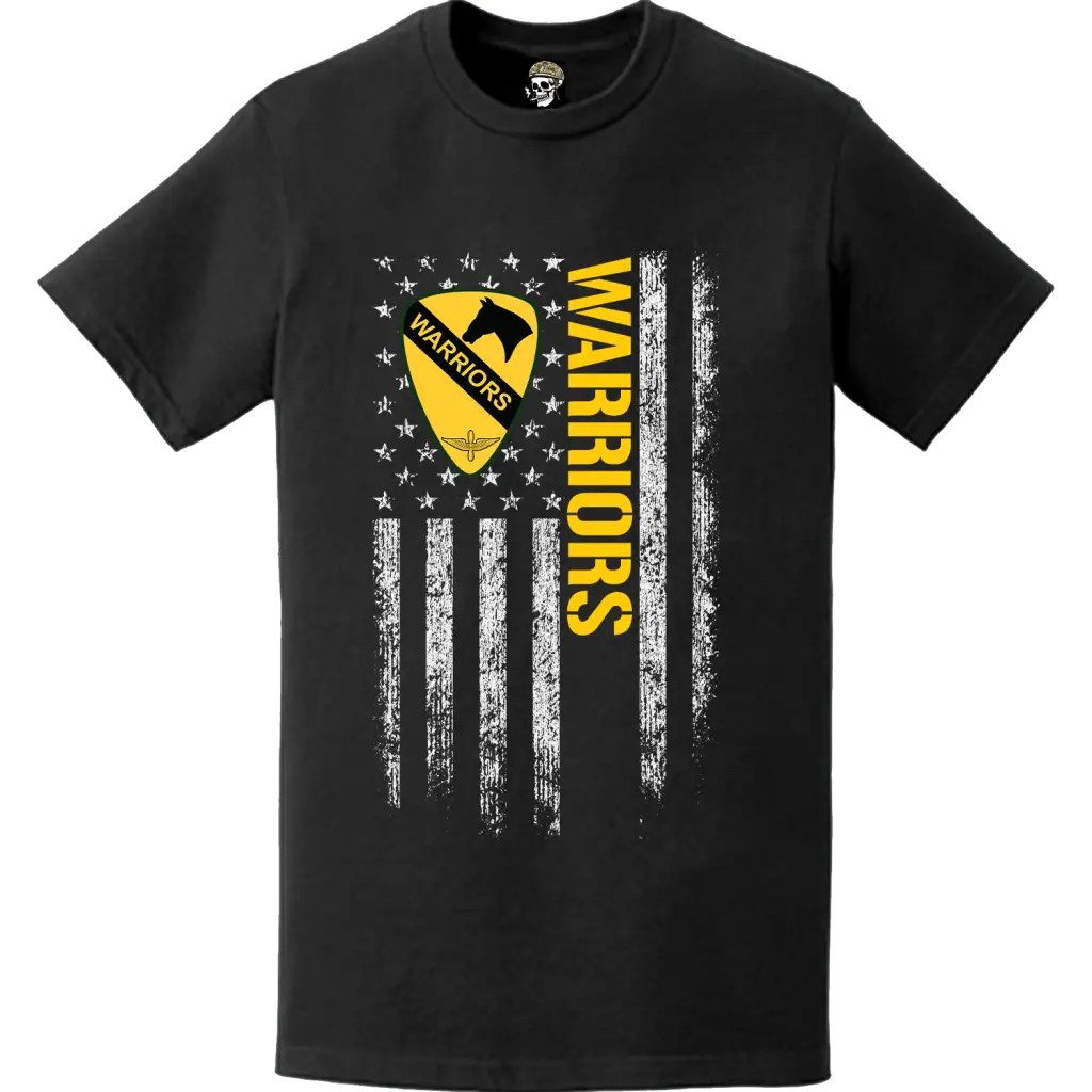 Patriotic 1st Air Cavalry Brigade "Warriors" American Flag T-Shirt Tactically Acquired   