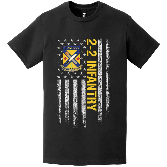 Patriotic 2-2 Infantry Regiment American Flag T-Shirt Tactically Acquired   