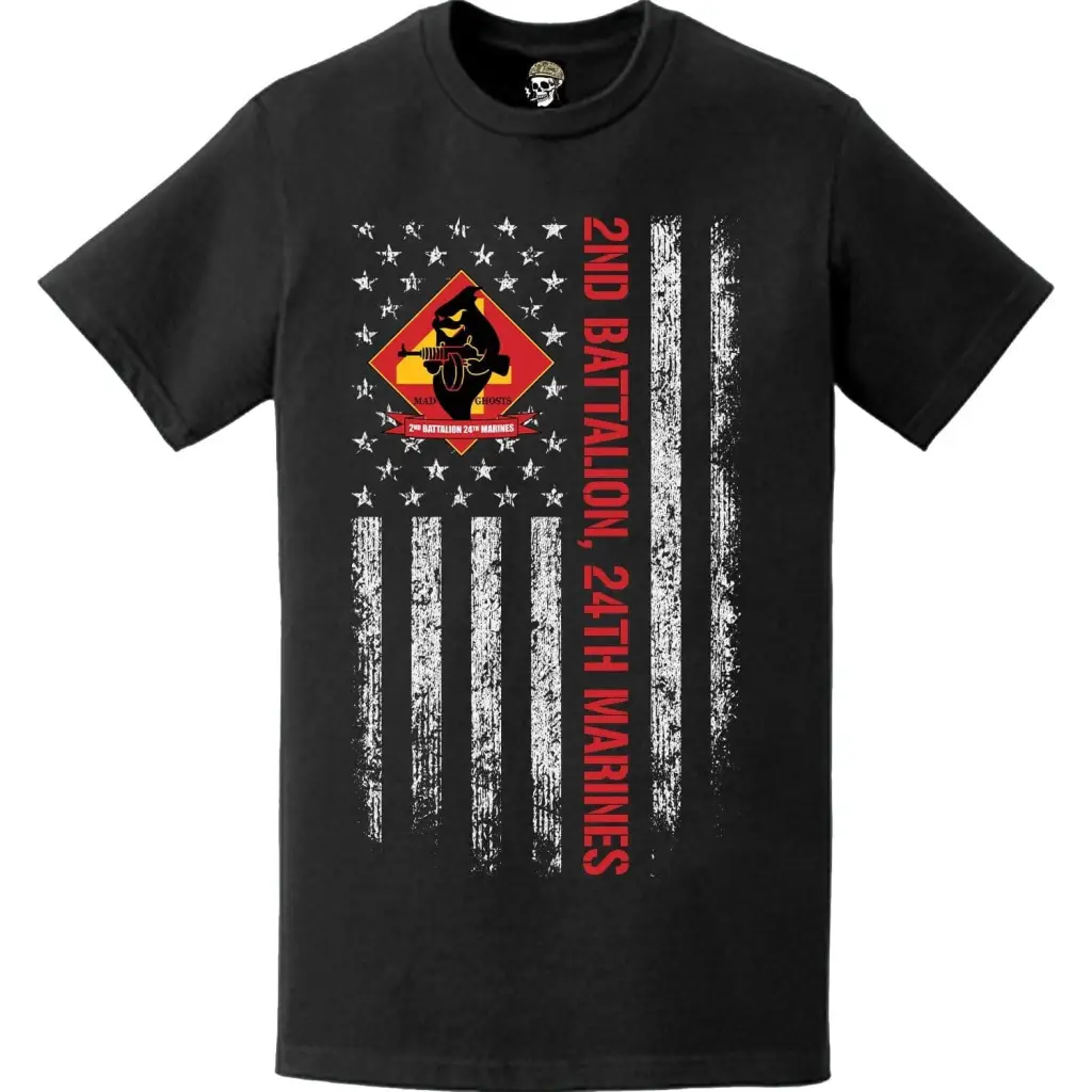 Patriotic 2/24 Marines American Flag T-Shirt Tactically Acquired   