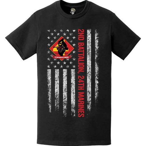 Patriotic 2/24 Marines American Flag T-Shirt Tactically Acquired   