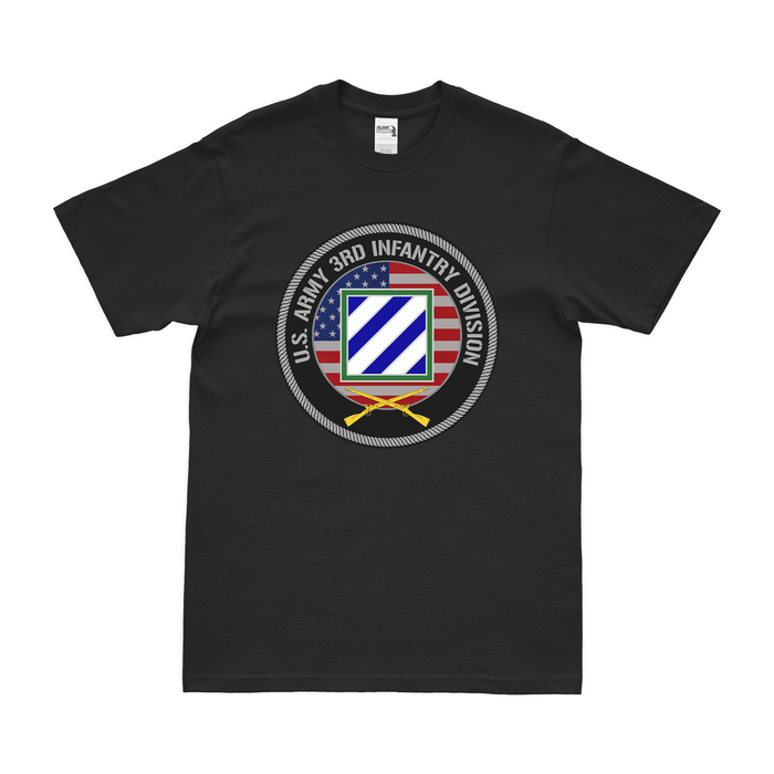 3rd Infantry Division American Flag Emblem T-Shirt Tactically Acquired Black Clean Small