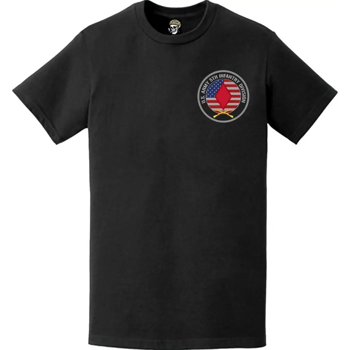 Patriotic 5th Infantry Division American Flag Crest Left Chest T-Shirt Tactically Acquired   