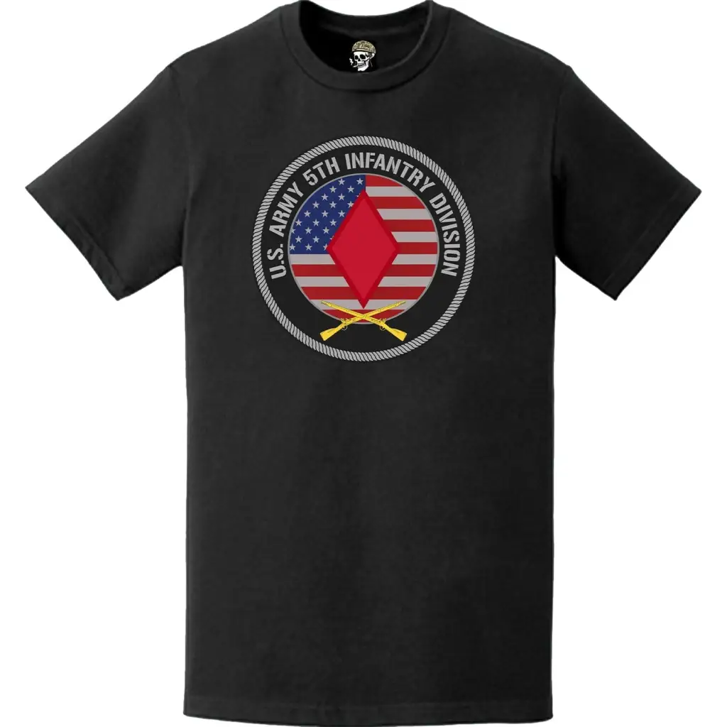 Patriotic 5th Infantry Division American Flag Crest T-Shirt Tactically Acquired   