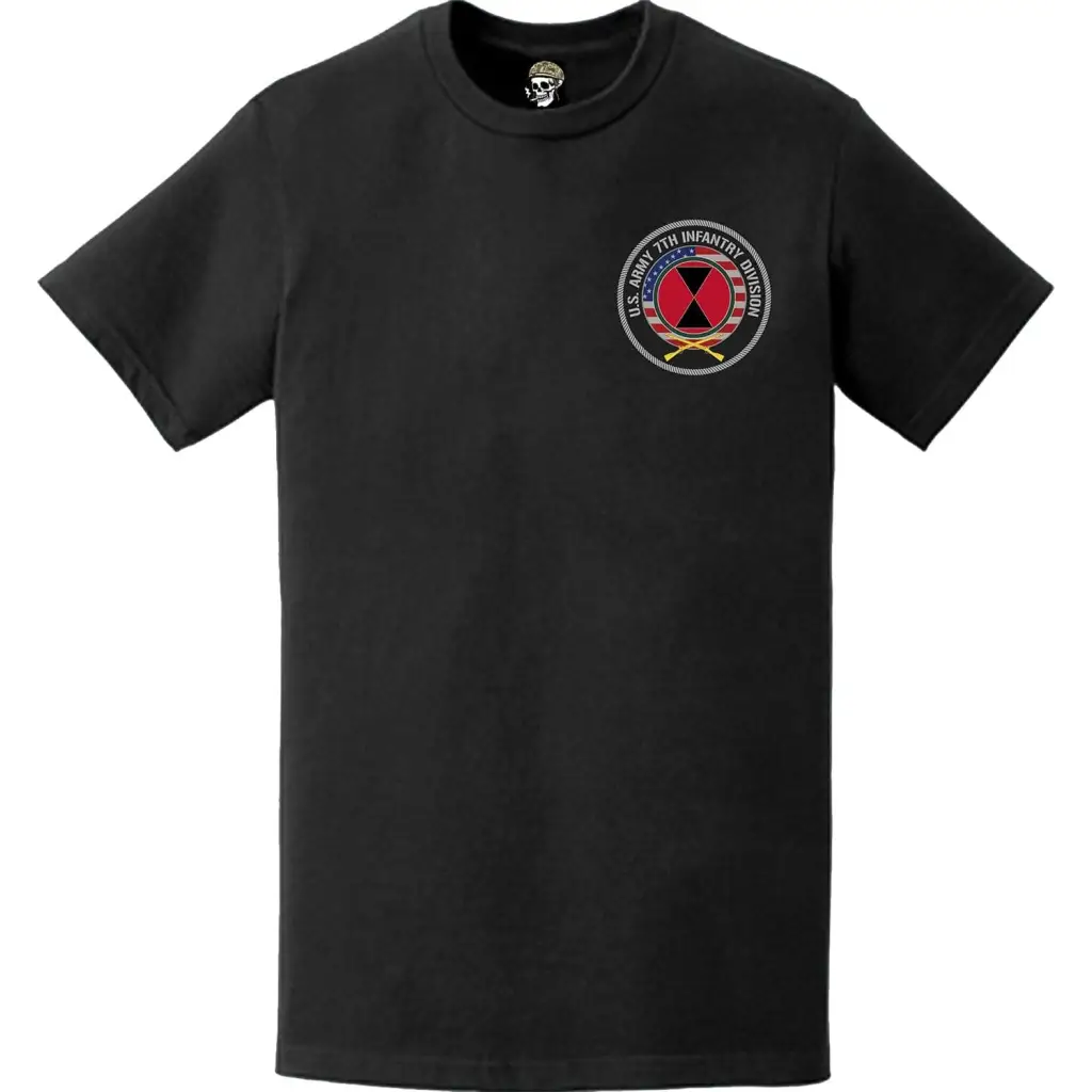 Patriotic 7th ID American Flag Crest Left Chest T-Shirt Tactically Acquired   
