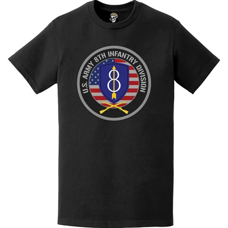 Patriotic 8th Infantry Division American Flag Crest T-Shirt