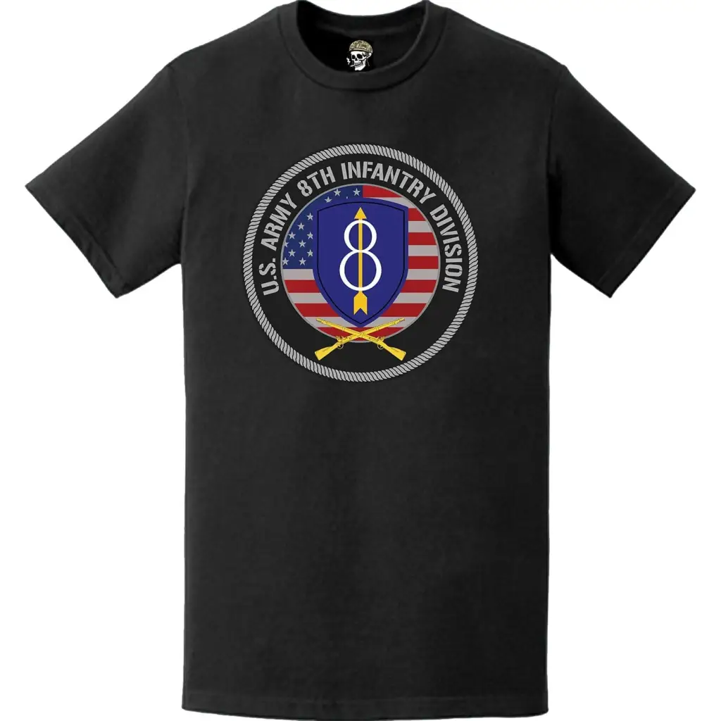 Patriotic 8th Infantry Division American Flag Crest T-Shirt Tactically Acquired   
