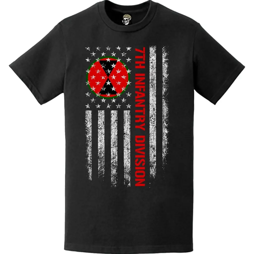 Patriotic U.S. Army 7th Infantry Division American Flag T-Shirt Tactically Acquired   