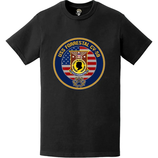 Patriotic USS Forrestal (CV-59) Circle Crest T-Shirt Tactically Acquired   