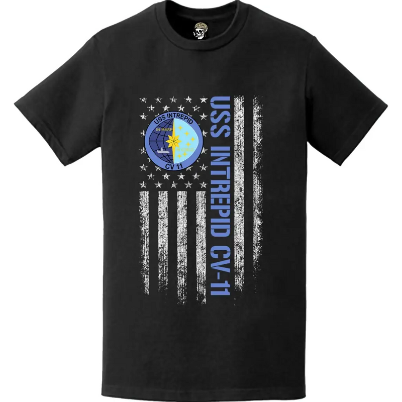 Patriotic USS Intrepid (CV-11) American Flag T-Shirt