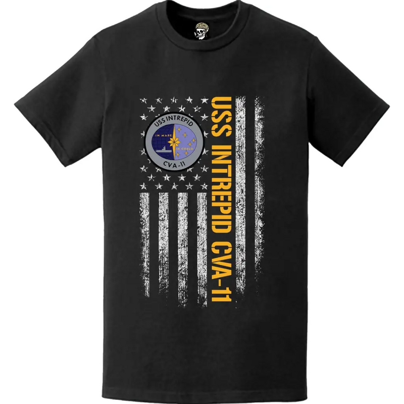 Patriotic USS Intrepid (CVA-11) American Flag T-Shirt