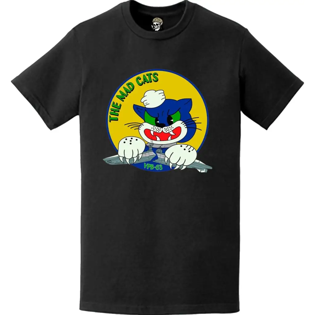 Patrol Squadron 63 (VP-63) 'The Mad Cats' WW2 Patch Logo Decal Emblem Chest T-Shirt Tactically Acquired   