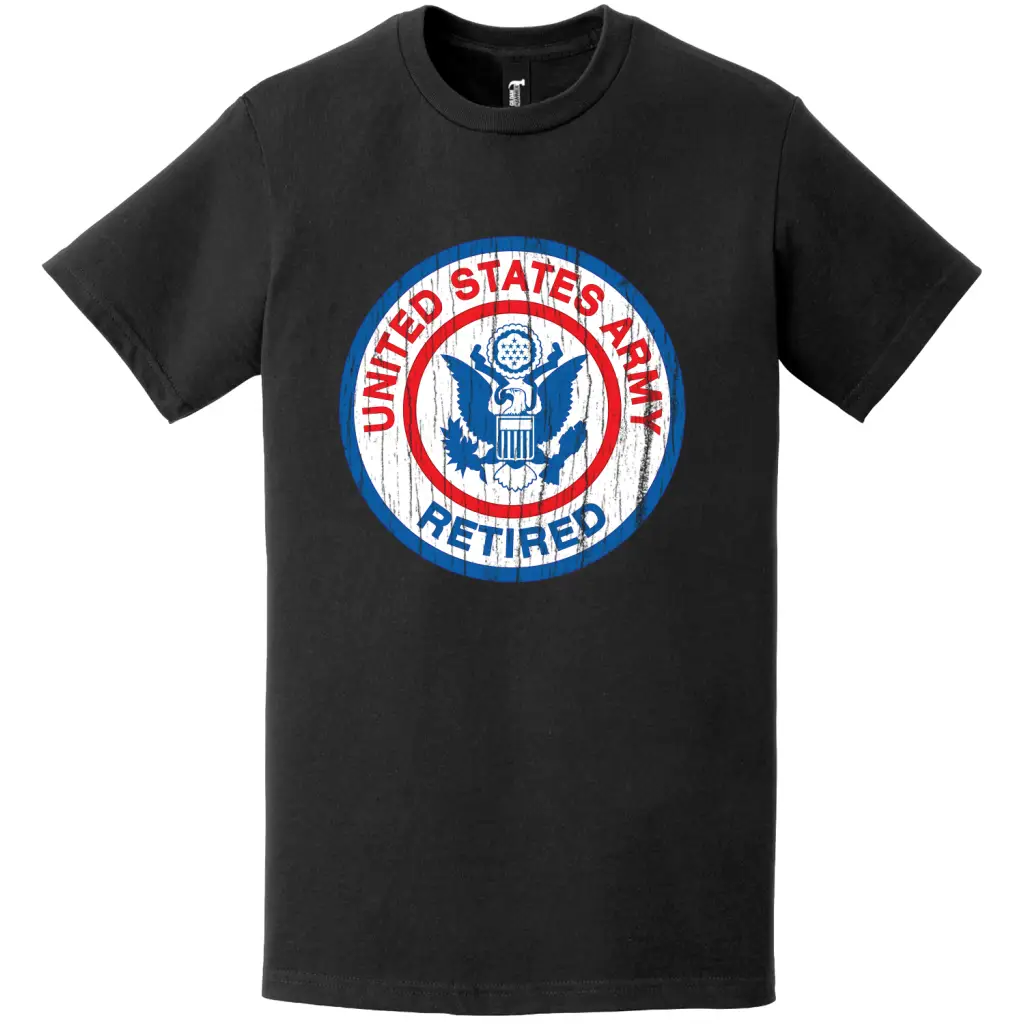 Retired U.S. Army Distressed Logo Emblem Seal T-Shirt Tactically Acquired   