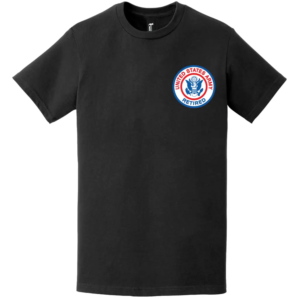 Retired U.S. Army Left Chest Logo Emblem Seal T-Shirt Tactically Acquired   