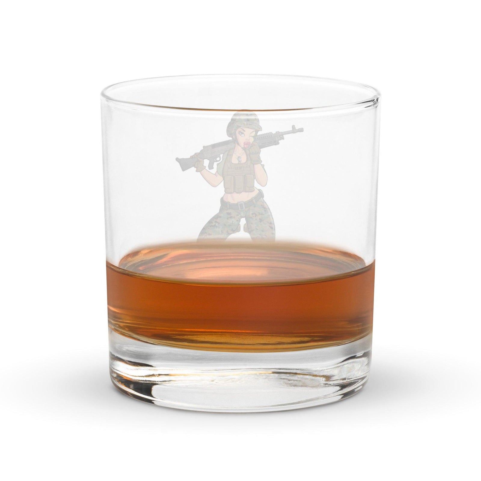 Yesi 240 Machine Gunner Pin-Up Girl Whiskey Glass Tactically Acquired