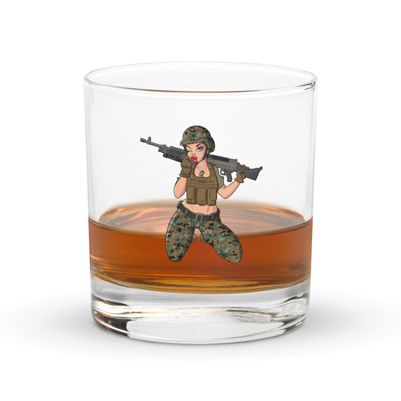 Yesi 240 Machine Gunner Pin-Up Girl Whiskey Glass