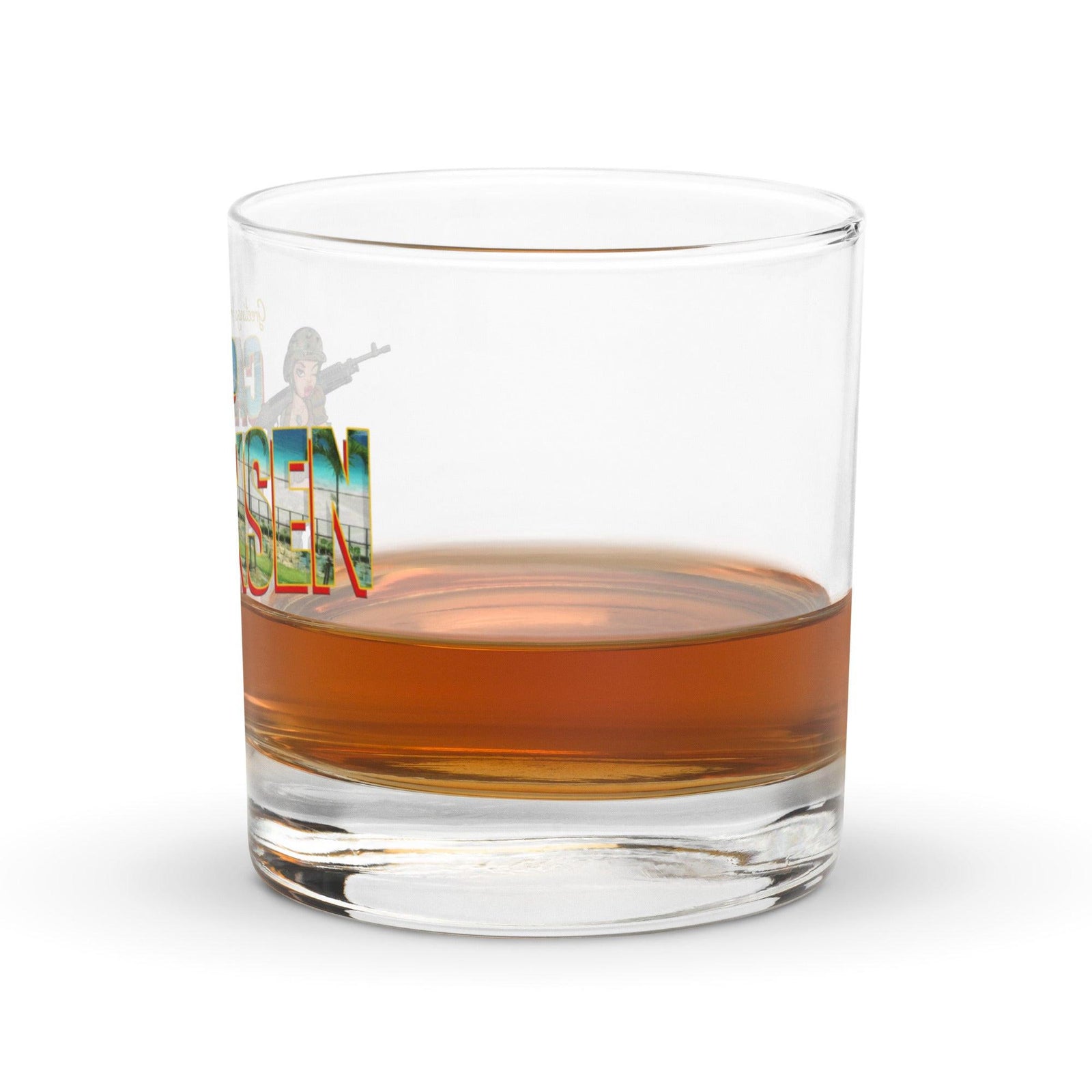 Greetings From Camp Hansen Whiskey Glass Tactically Acquired
