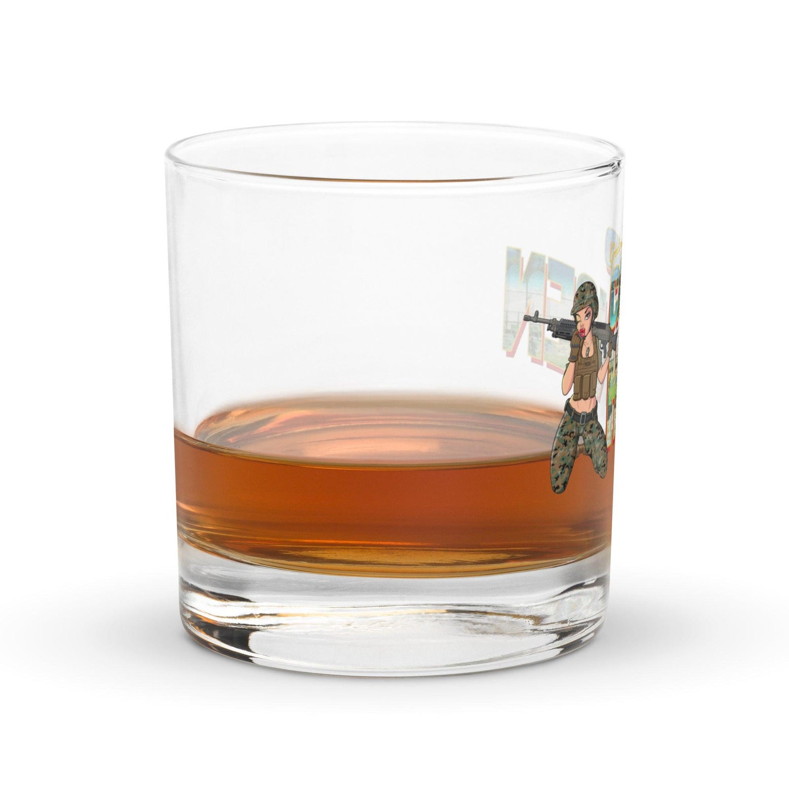 Greetings From Camp Hansen Whiskey Glass Tactically Acquired