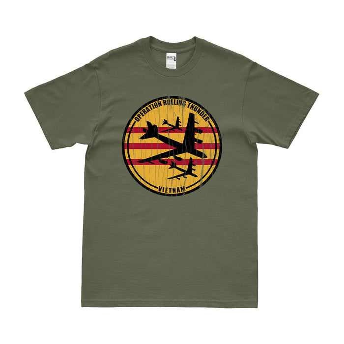 Distressed Operation Rolling Thunder Vietnam War T-Shirt Tactically Acquired Small Military Green 